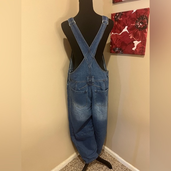 Sixty Thirty Vintage Blue Denim Overalls, Barrel Leg, size Large - Picture 2 of 10